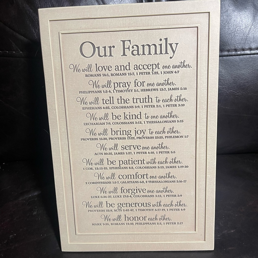 Our Family plaque. Lighthouse Christian Products